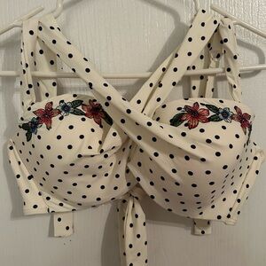 Coco Reef White and Black Polka Dot Bikini Top